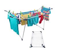 Relaxdays Séchoir à Linge Pliable H x L x P: 103 x 174 x 57 cm, Blanc/Bleu