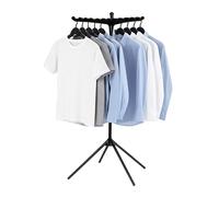 Relaxdays Séchoir à Linge Pliable pour 27 cintres - Charge maximale : 15 kg - H x D : 143 x 56 cm - Noir