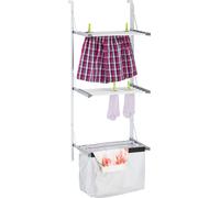 Séchoir de porte Étendoir linge pliable 2 niveaux sac 3,8 m Étendage métal