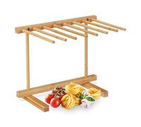 Relaxdays Séchoir à pâtes, 8 bras, spaghetti, peu encombrant, pliable, étendoir en bambou, hauteur 28 cm, nature