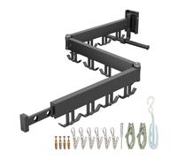 Relaxdays Séchoir à Linge Mural, Pliable et Rotatif, H x L x P : 12 x 127 x 26 cm, séchoir Mural Gain de Place, Noir