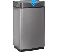 relaxdays Poubelle avec senseur 60l, pour déchets, de cuisine, acier inoxydable, senseur de mouvements, batterie, grise
