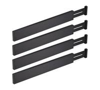 Relaxdays Séparateur pour Le tiroir, Lot de 4, Bambou, Longueur réglable Entre 46 et 56 cm, Cuisine, Noir