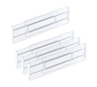 Relaxdays Séparateurs de tiroirs, Jeu de 4, réglables, tiroirs 28 à 52,5 cm, séparateur de tiroir, Transparent