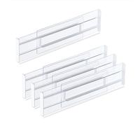 Relaxdays Séparateurs de tiroirs, Jeu de 4, réglables, tiroirs 28 à 52,5 cm, séparateur de tiroir, Transparent