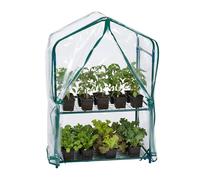 Relaxdays Serre Balcon en PVC et Acier, 2 étages, H x l x P : 95 x 59 x 39 cm, Vert Transparent