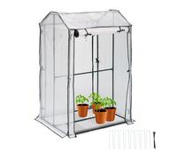 Relaxdays Serre de balcon avec 4 grilles, HLP: 150x100x80 cm, plastique PE et acier, plantes, herbes, transparent/vert