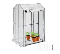 Relaxdays Serre de Balcon avec 4 grilles, HLP: 150x100x80 cm, Plastique PE et Acier, Plantes, Herbes, Transparent/Vert