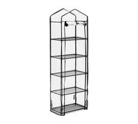 Relaxdays Serre de Balcon, 5 étagères, Structure en Acier et bâche en PVC, HLP : 193 x 58 x 36 cm, Transparent/Noir