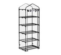 Relaxdays Serre de Balcon, bâche en PVC, Structure en Acier, 5 étagères, HxLxP : env. 192 x 69 x 50 cm, Noir/Transparent