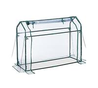 Relaxdays Serre de jardin avec bâche en PVC, porte enroulable, HxLxP : 92x124x42 cm, système d'emboîtement, transparente