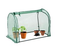 Relaxdays Serre de jardin, bâche en PE, porte enroulable, HLP : 80x113x70 cm, système d'emboîtement, transparent/vert