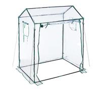 Relaxdays Serre de jardin H152×L132×P92 cm, bâche PVC transparente, porte et fenêtres enroulables