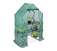 relaxdays, vert Serre pliable, Etagère 195 cm plantes tomates semis jardin, Bâche HxlxP: 195 x 138 x 72 cm