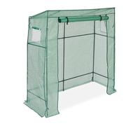 Relaxdays Serre de Jardin, Toit incliné, Porte avec Fermeture éclair, 2 fenêtres, PE, HxLxP : 197 x 197 x 77 cm, Vert