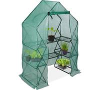 relaxdays, vert Serre pliable, Etagère 195 cm plantes tomates semis jardin, Bâche HxlxP: 195 x 138 x 72 cm