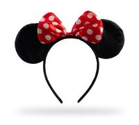 Relaxdays Serre-tête minnie, avec oreilles de souris et nœud à pois, déguisement, carnaval, accessoire, noir/rouge