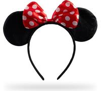 Relaxdays Serre-tête minnie, avec oreilles de souris et nœud à pois, déguisement, carnaval, accessoire, noir/rouge