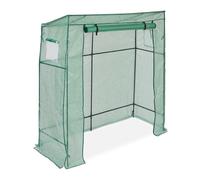 Relaxdays Serre de Jardin, Toit incliné, Porte avec Fermeture éclair, 2 fenêtres, PE, HxLxP : 197 x 197 x 77 cm, Vert