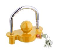 Relaxdays Antivol de Wagon pour attelage, 5 clés, Protection Contre Le vol des remorques, caravanes, Jaune/argenté