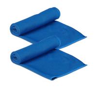 Relaxdays Serviette rafraichissante, Jeu de 2, Micro Fibres, pour Le Cou, Sport, 90x 30 cm, Bleu