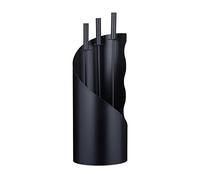 Serviteur de cheminée, moderne, 4 pièces, tisonnier, pelle à cendre, balai, support, hxlxp 56,5x20x20cm, noir noir