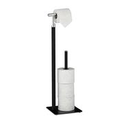 Relaxdays Serviteur de WC, pour Stocker Jusqu’à 4 Rouleaux, Non Fixe, H x L x P : env. 71 x 20 x 20 cm, Blanc/argenté