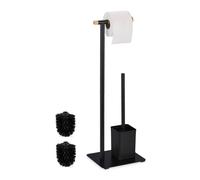 relaxdays Garniture de WC en bambou & acier inoxydable