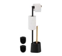 Relaxdays Serviteur WC bambou & acier inoxydable