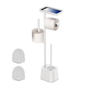 Relaxdays Serviteur WC, décoratif et Pratique, Non Fixe, Brosse et Porte-Brosse, HxLxP : 65,5x29x11,5 cm, Blanc