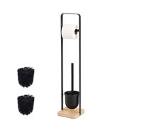 Relaxdays Serviteur WC, mélange de matériaux, Non Fixe, H x L x P : 72,5 x 15 x 14,5 cm, Noir et Nature