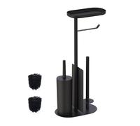 Relaxdays Serviteur WC, Non Fixe, Barre Verticale pour la Recharge, H x L x P : 65 x 26 x 17 cm, Noir