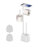 Relaxdays Serviteur WC, décoratif et Pratique, Non Fixe, Brosse et Porte-Brosse, HxLxP : 65,5x29x11,5 cm, Blanc