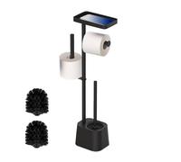 Relaxdays Serviteur WC, décoratif et Pratique, Non Fixe, Brosse et Porte-Brosse, HxLxP : 65,5x29x11,5 cm, Noir