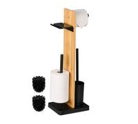 Relaxdays Serviteur WC – mélange de matériaux, non fixe, support téléphone, 68×27×18 cm, noir/nature
