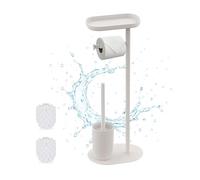 Relaxdays Serviteur WC, Non Fixe, 2 têtes de Brosse de Rechange, H x L x P : 67 x 23 x 17 cm, Blanc