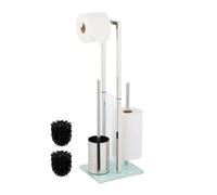 Relaxdays Serviteur WC, Non Fixe, Brosse et Porte-Brosse, H x L x P : 64,5 x 24 x 18 cm, argenté