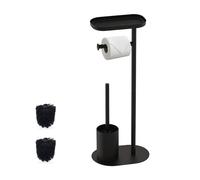 Relaxdays Serviteur WC, Non Fixe, 2 têtes de Brosse de Rechange, H x L x P : 67 x 23 x 17 cm, Noir