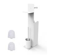 Relaxdays Serviteur WC, Non Fixe, Brosse, 2 têtes de Brosse de Rechange, H x L x P : 67 x 22 x 12 cm, Blanc