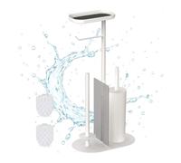 Relaxdays Serviteur WC, Non Fixe, Barre Verticale pour la Recharge, H x L x P : 65 x 26 x 17 cm, Blanc