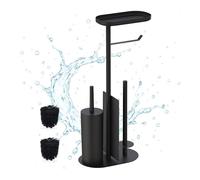 Relaxdays Serviteur WC, Non Fixe, Barre Verticale pour la Recharge, H x L x P : 65 x 26 x 17 cm, Noir