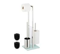 Relaxdays Serviteur WC, Non Fixe, Brosse et Porte-Brosse, H x L x P : 64,5 x 24 x 18 cm, argenté