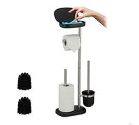 Relaxdays Serviteur WC non fixe brosse WC porte-brosse pour faire une réserve de rouleaux HxLxP : 69x31x16 cm noir