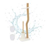 Relaxdays Serviteur WC, Non Fixe, mélange de matériaux, H x L x P : 78,5 x 23 x 18 cm, Blanc et Nature