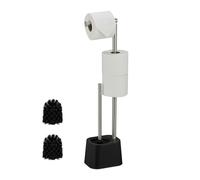 Relaxdays Serviteur WC, Non Fixe, Porte-Brosse avec Brosse, H x L x P : 65,5 x 13 x 16 cm, Noir et Blanc