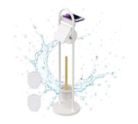 Relaxdays Serviteur WC, Non Fixe, Porte-Brosse (Brosse WC Incluse), H x L x P : 79 x 21,5 x 21,5 cm, Blanc et Nature