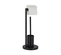 Relaxdays Serviteur WC, Non Fixe, Support pour Papier Toilette, Brosse et Porte-Brosse, H x D : 53 x 20,5 cm, Noir