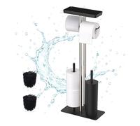 Relaxdays Serviteur WC, Porte-Rouleaux, Emplacement pour Papier Toilette Humide, Non Fixe, HxLxP : 77x30x15 cm, Noir