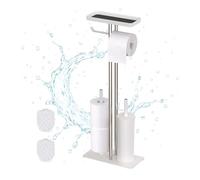 Relaxdays Serviteur WC, Porte-Rouleaux, Emplacement pour Papier Toilette Humide, Non Fixe, HxLxP : 77x30x15 cm, Blanc