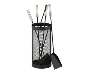 Relaxdays Set cheminée 5 pièces et serviteur noir